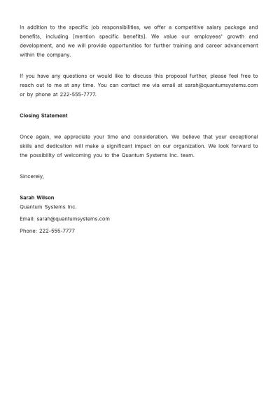 Free Job Position Proposal Letter Template to Edit Online