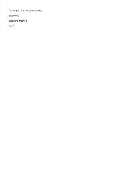 Free Thank you for Your Partnership Letter Template to Edit Online