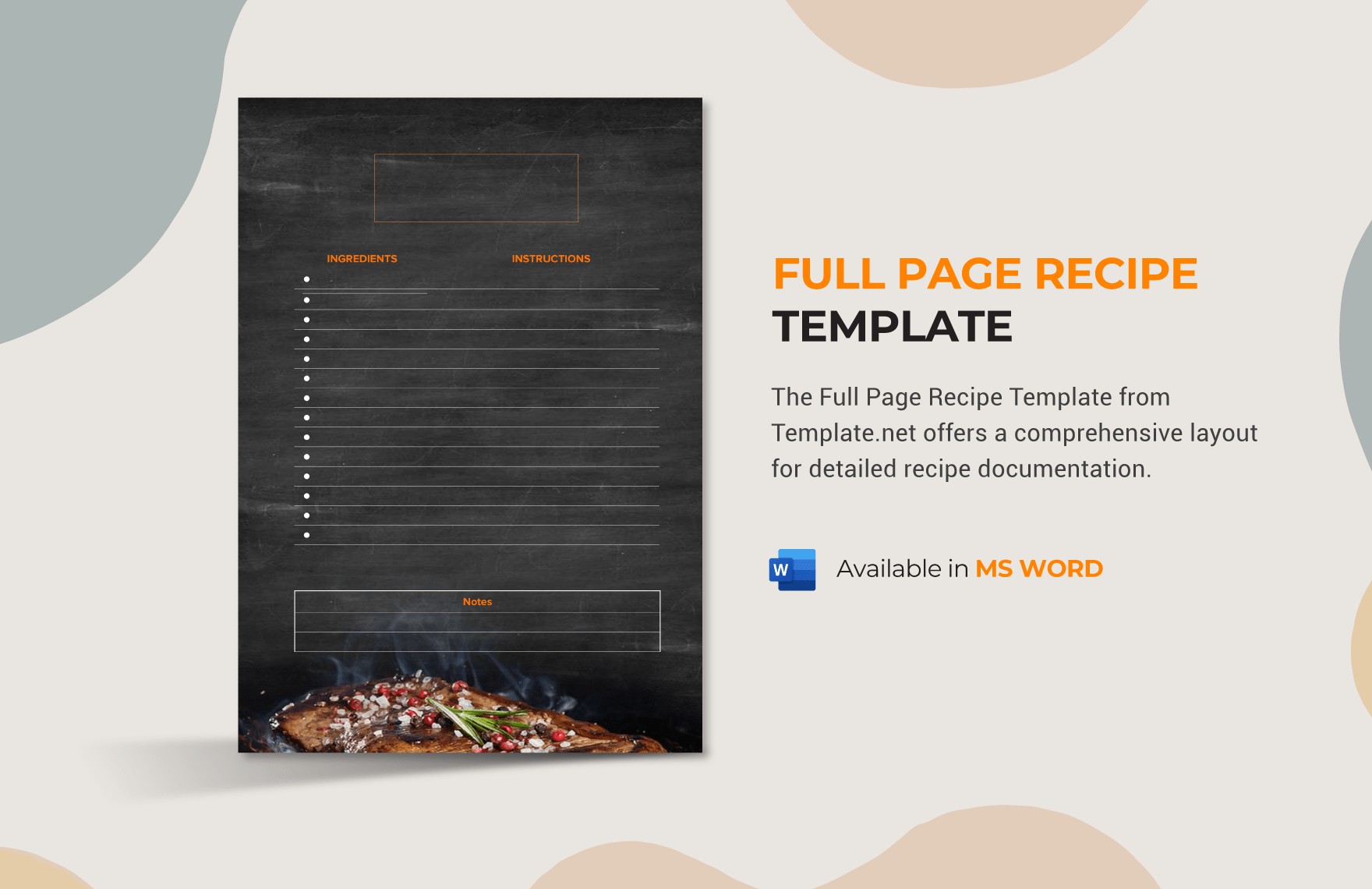 Full Page Recipe Template