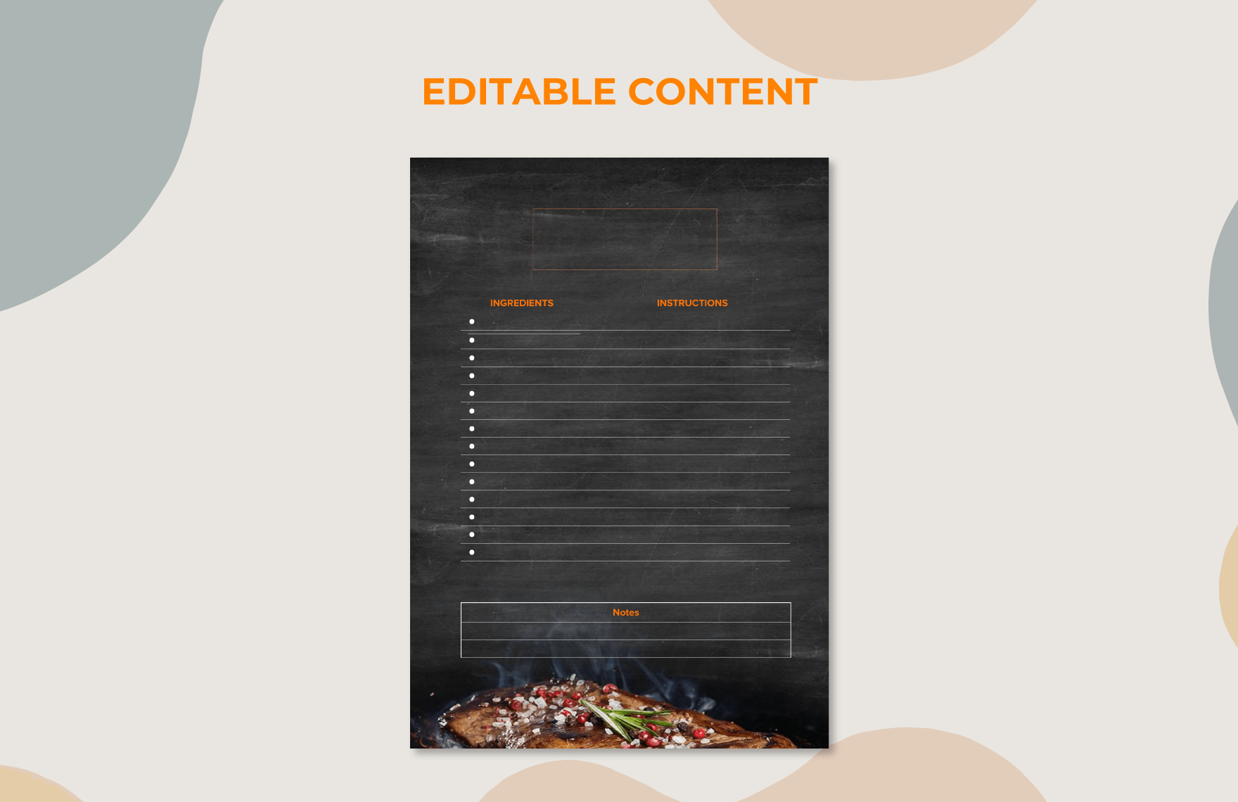 Full Page Recipe Template