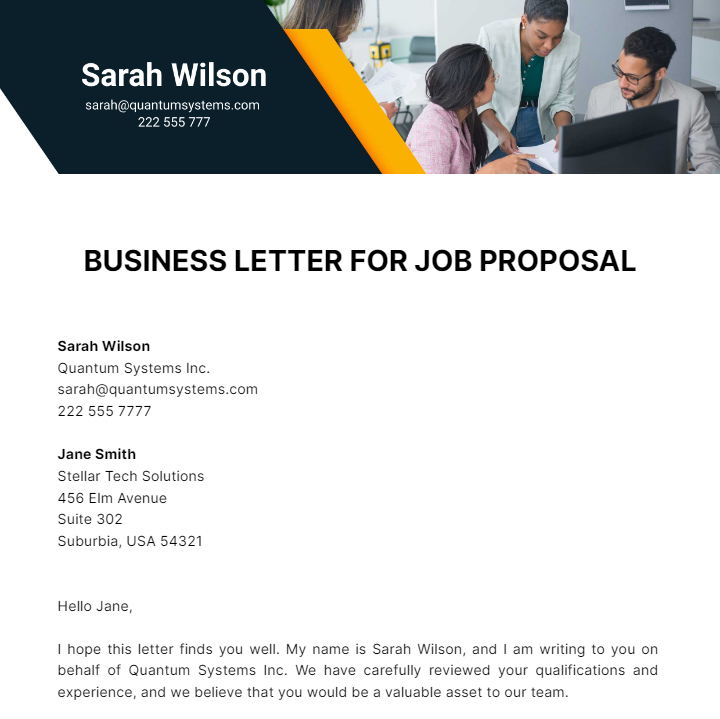 Business Letter For Job Proposal Template - Edit Online & Download