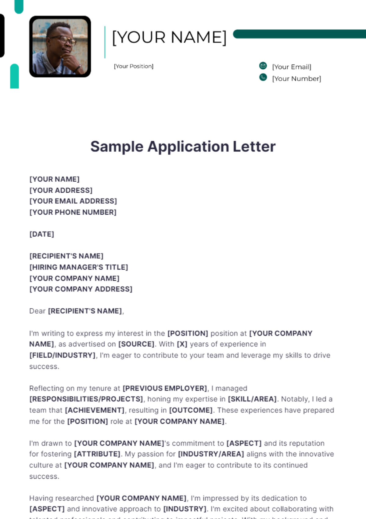 Sample Application Letter  Template