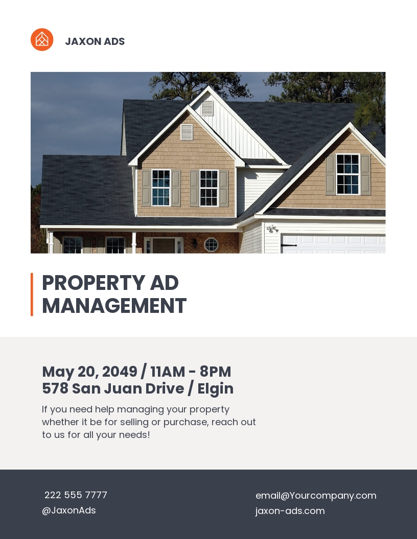 Property Management Advertising Flyer Template - Illustrator, InDesign, Word, Apple Pages, PSD, Publisher