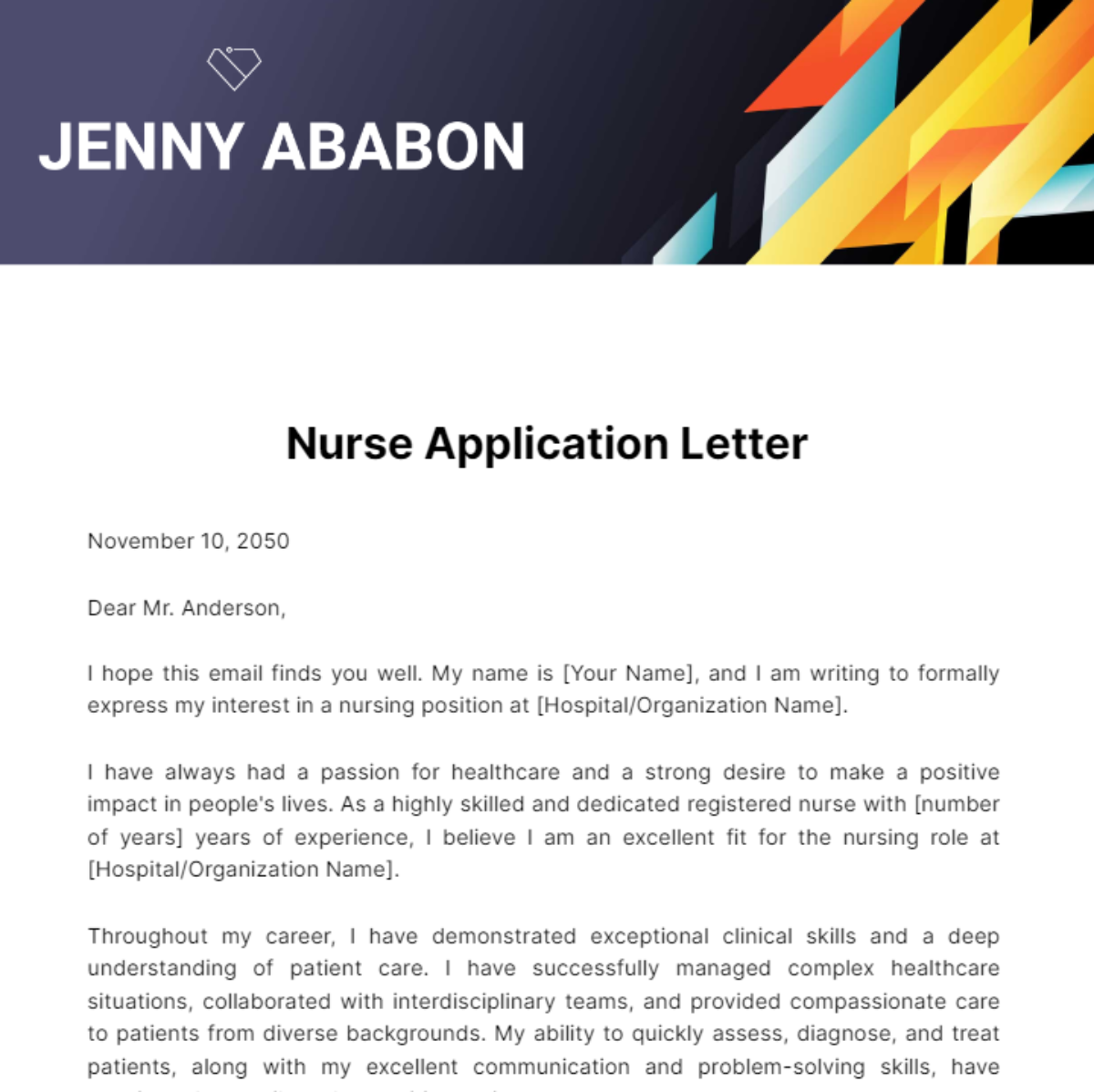 application letter for hospital nurse