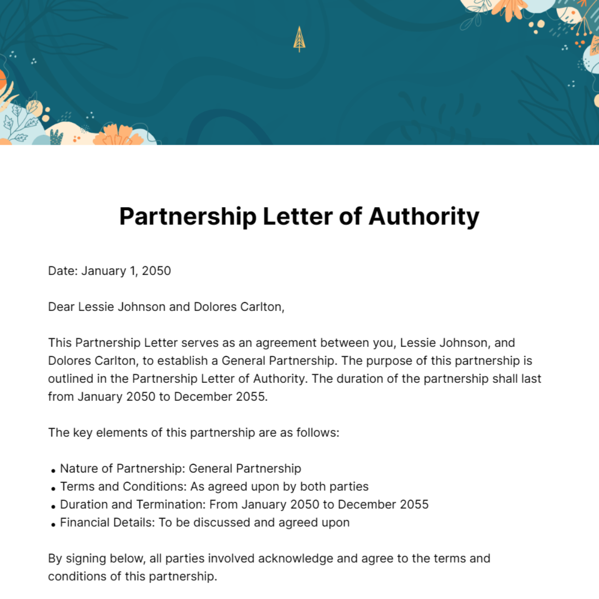 Free Partnership Letter of Authority