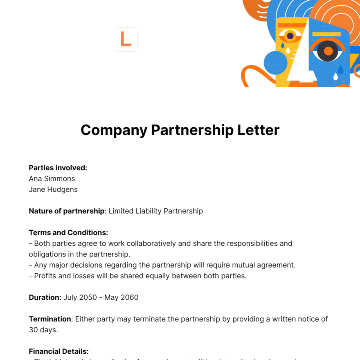 Free Company Partnership Letter