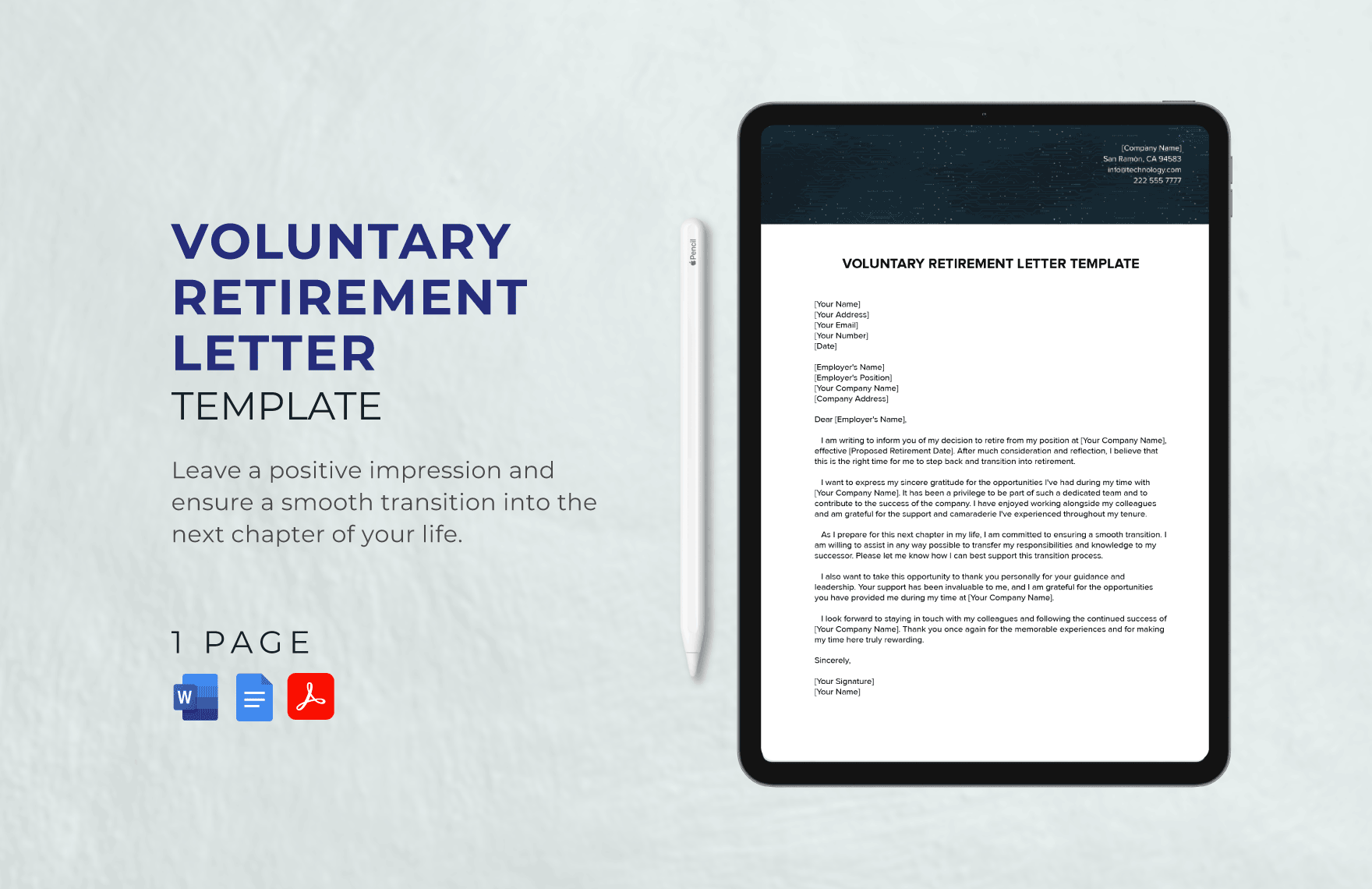 Free Voluntary Retirement Letter Template in Word, Google Docs, PDF