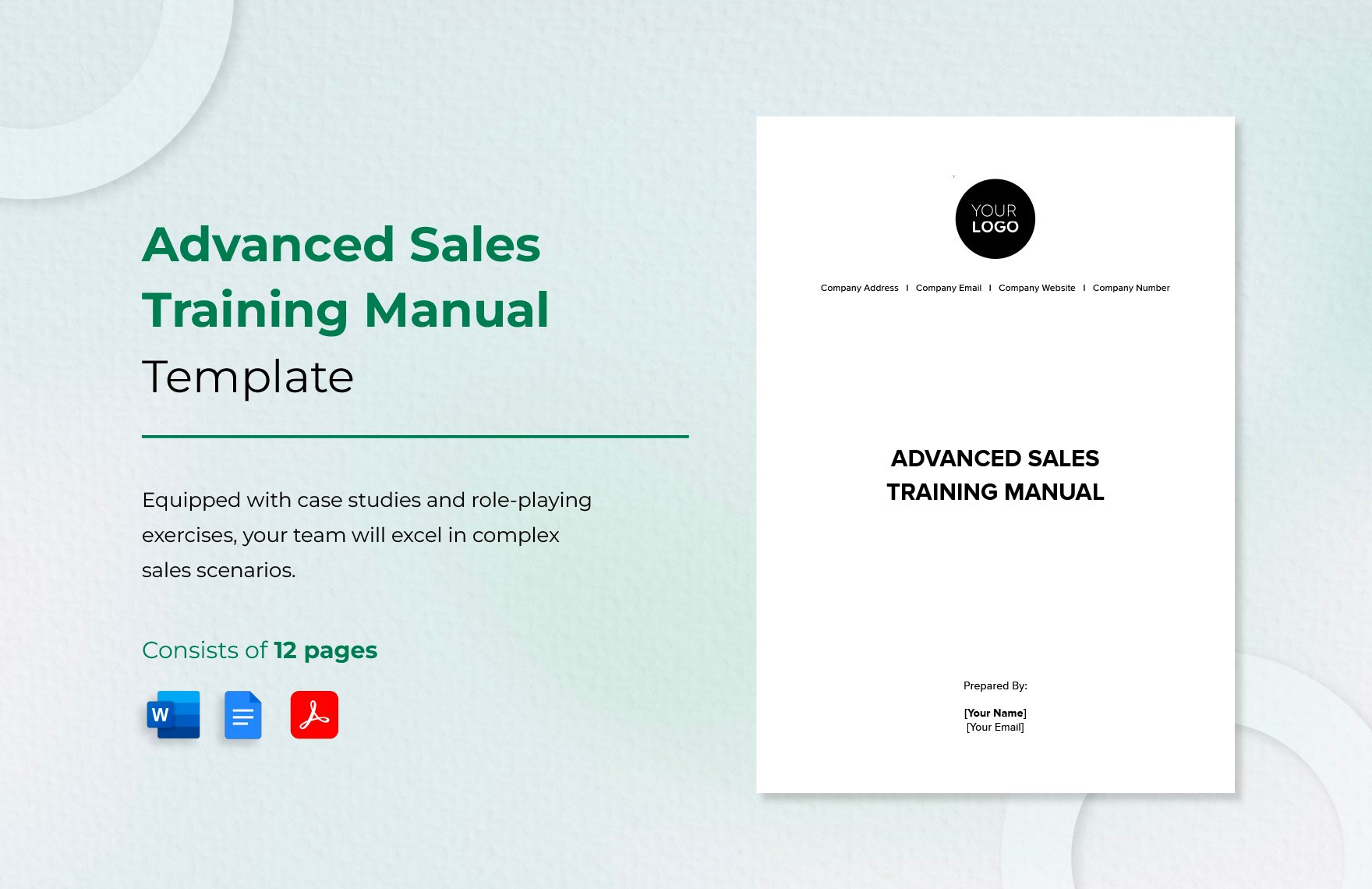 Advanced Sales Training Manual Template in Word, Google Docs, PDF