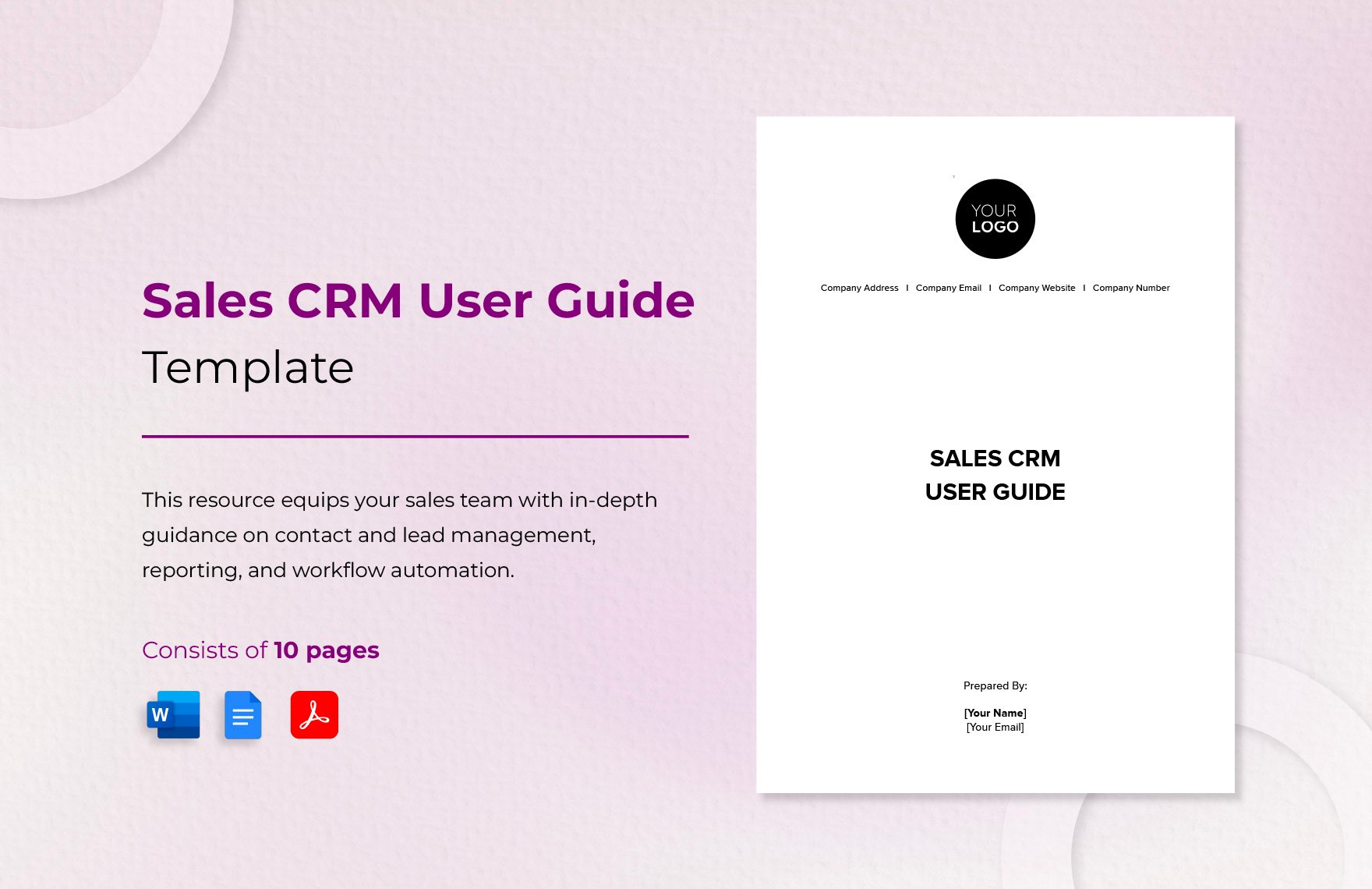 Sales CRM User Guide Template in Word, Google Docs, PDF