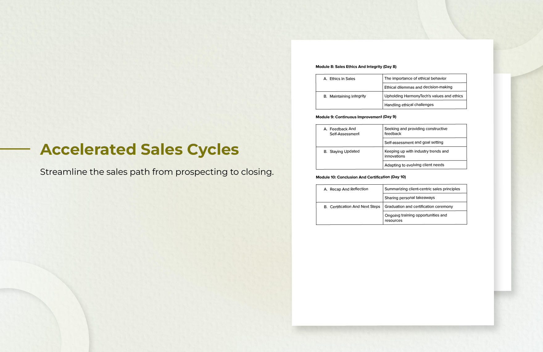 Client-centric Sales Training Outline Template