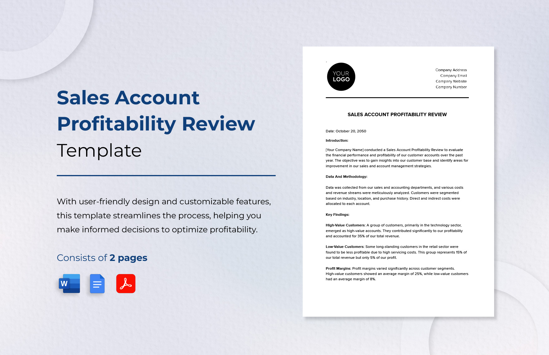 Sales Account Profitability Review Template in Word PDF Google Docs
