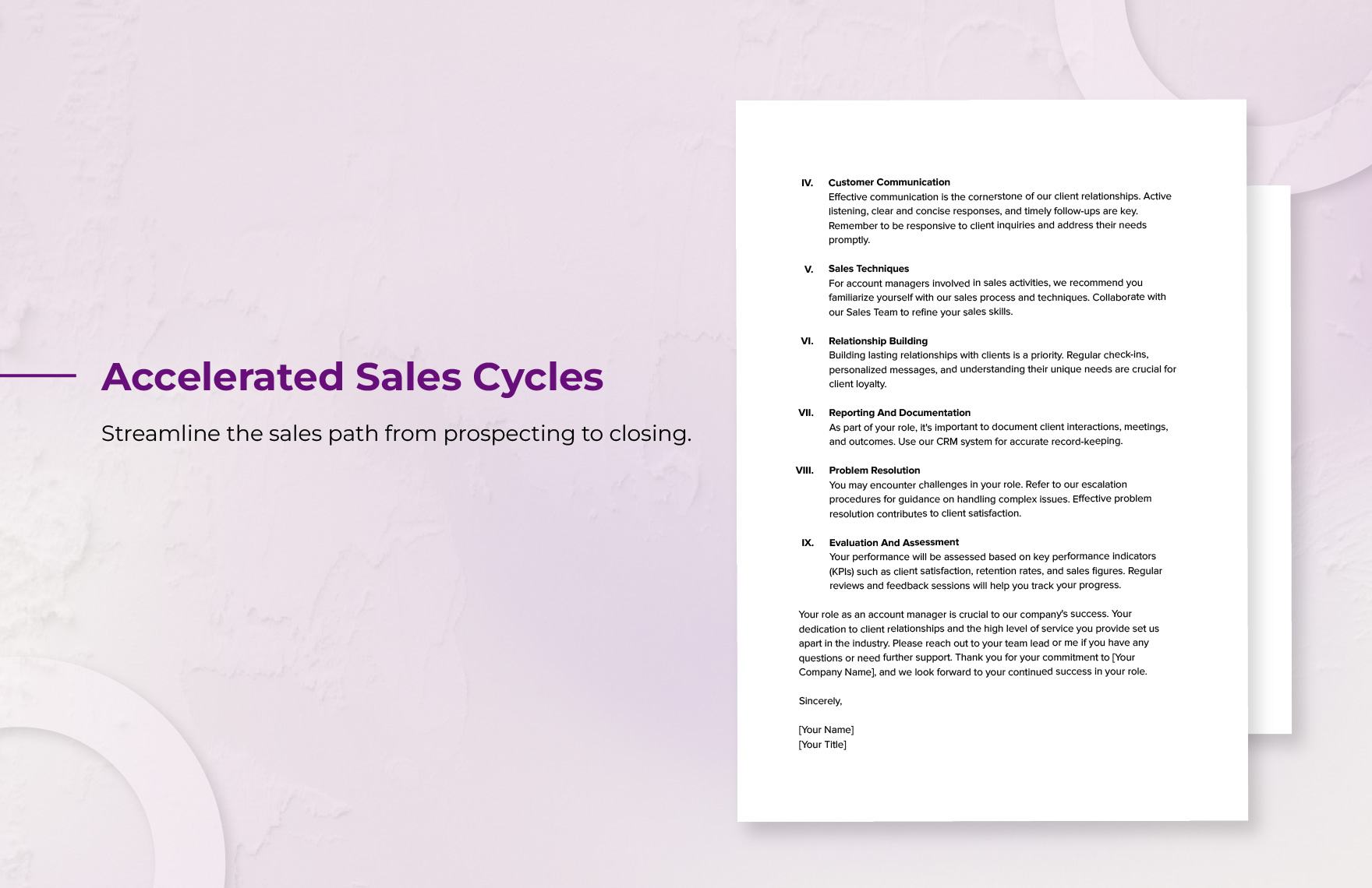 Sales Account Manager Training Memo Template