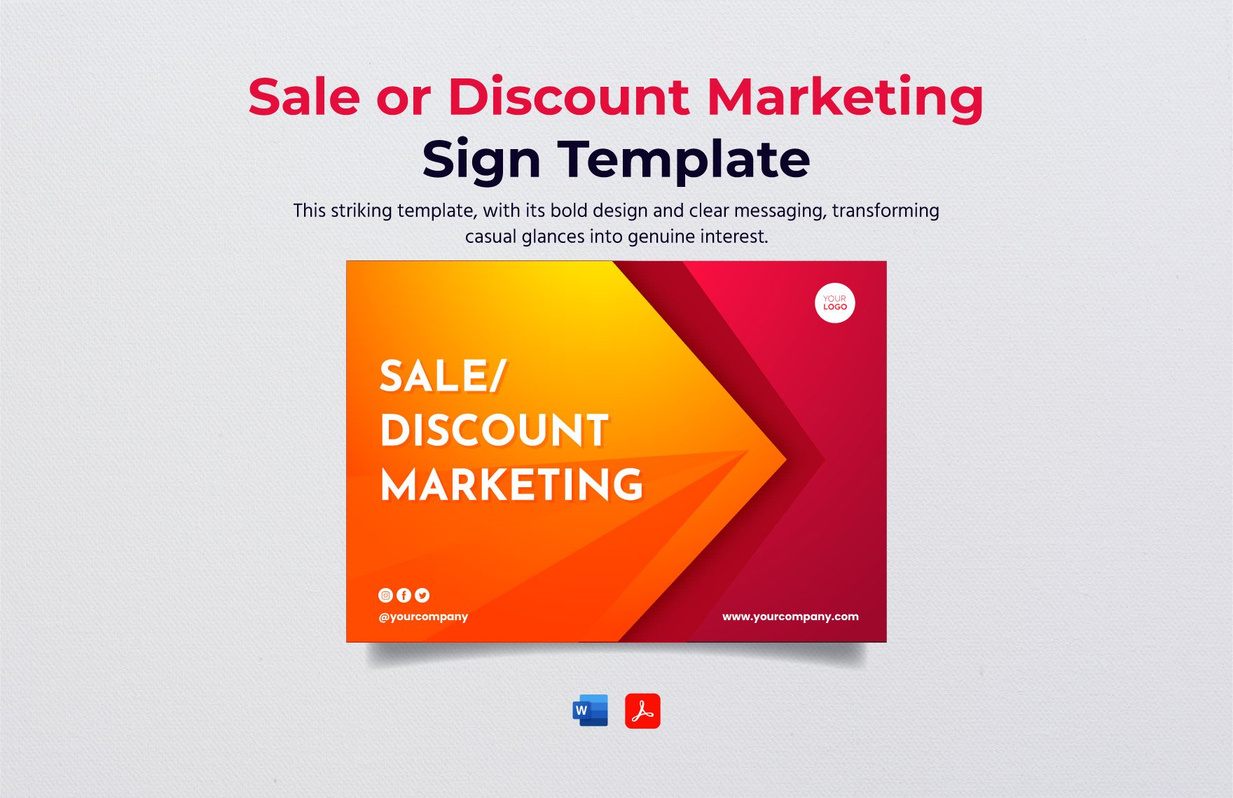 Sale or Discount Marketing Sign Template