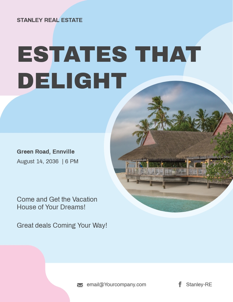 Summer Vacation Rental Flyer Template - Illustrator, InDesign Intended For House Rental Flyer Template