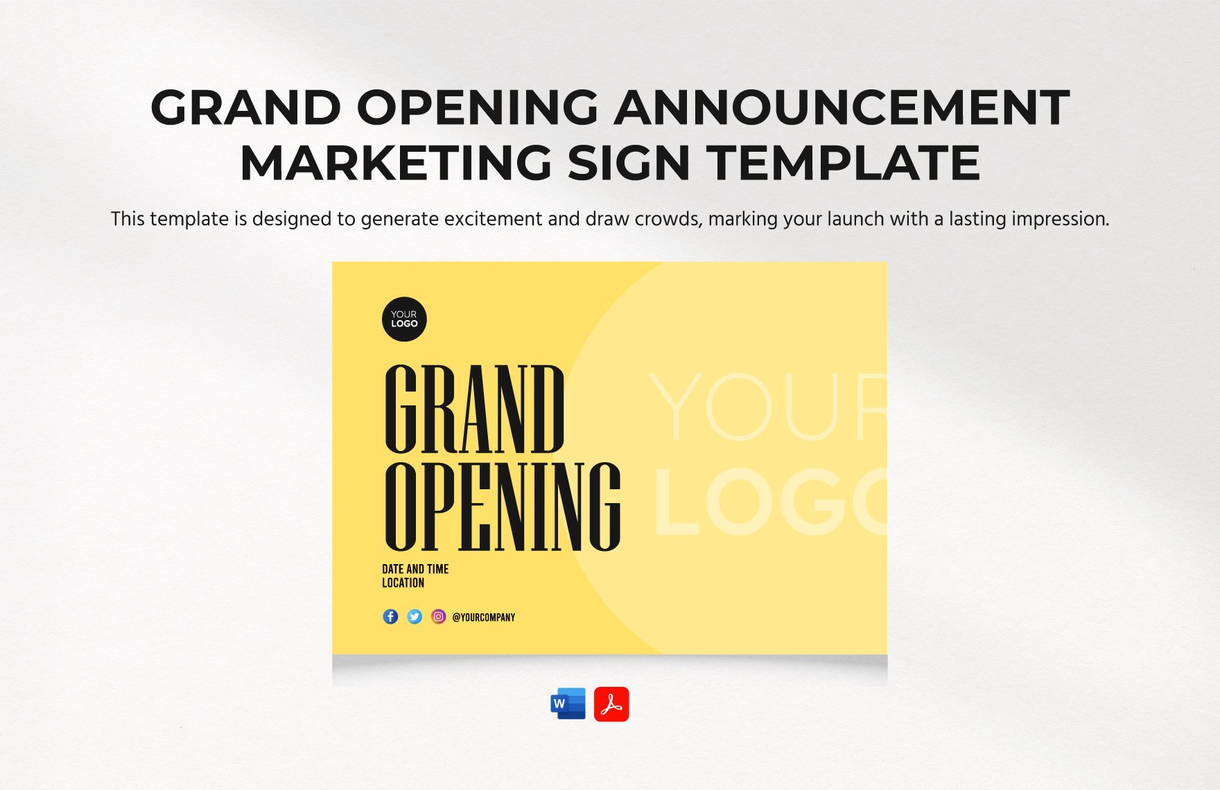 Grand Opening Announcement Marketing Sign Template