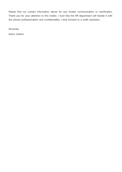 Free Letter to HR for Harassment Template to Edit Online