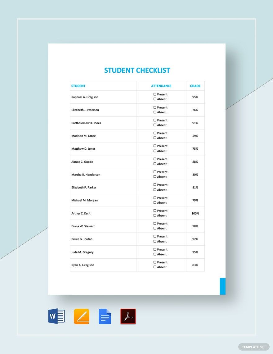 Student Checklist Template Download In Word Google Docs PDF Apple