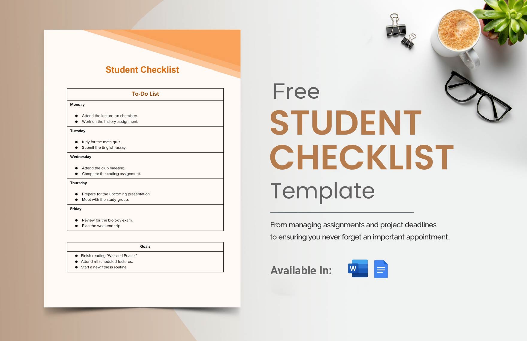Free Student Checklist Template