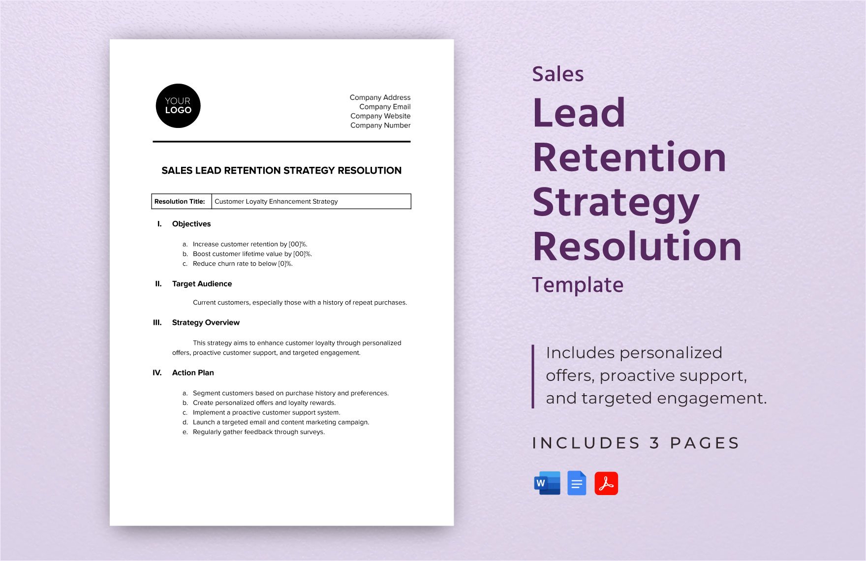 Sales Lead Retention Strategy Resolution Template