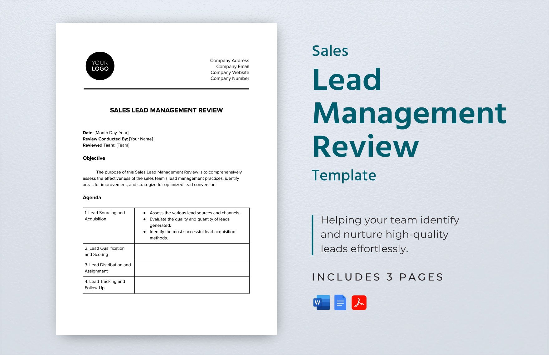 Sales Lead Management Review Template in Word, Google Docs, PDF