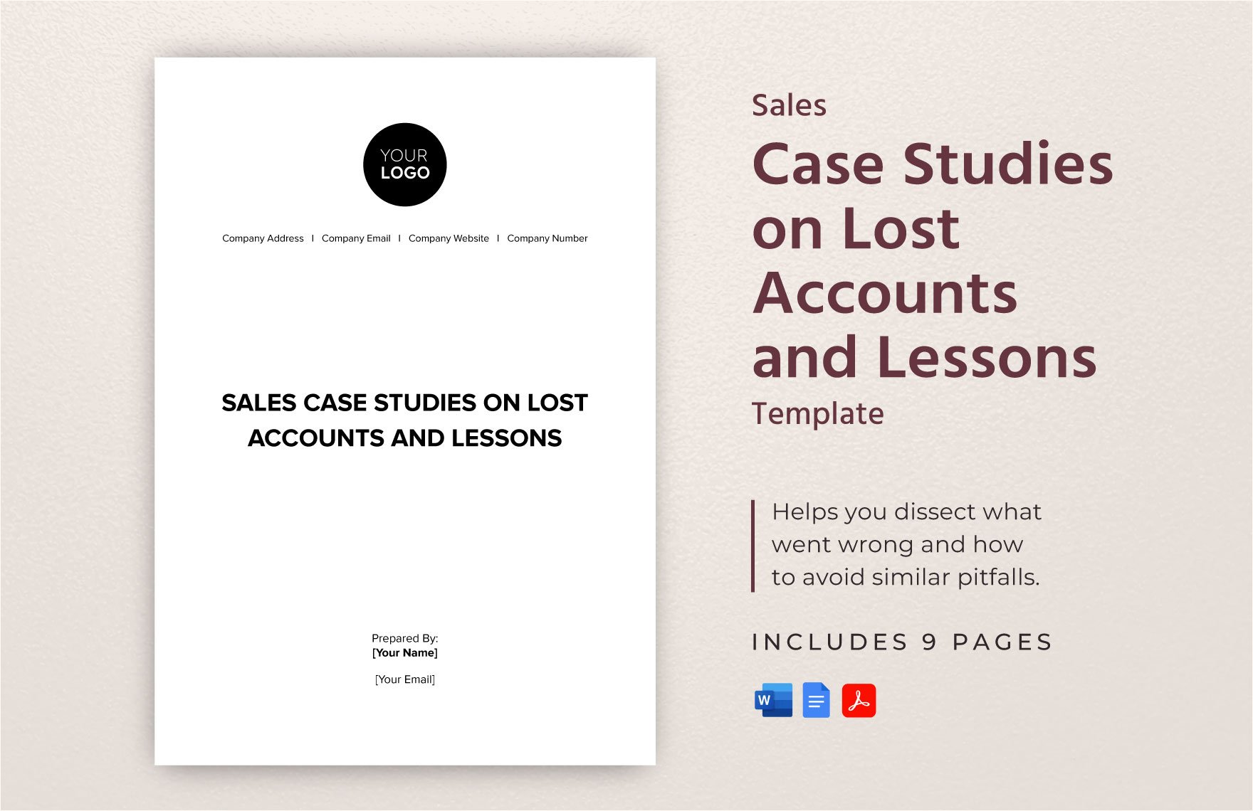 Sales Case Studies on Lost Accounts and Lessons Template in Word, Google Docs, PDF