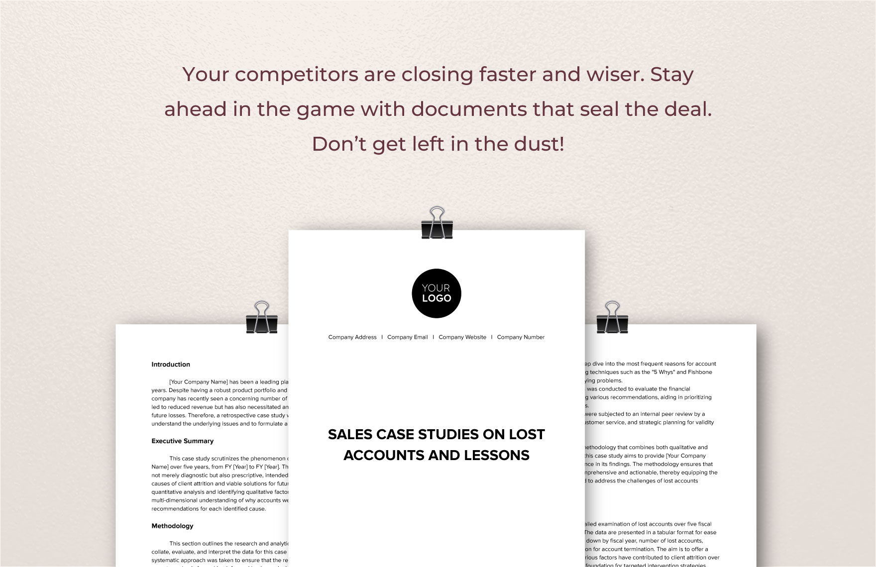 Sales Case Studies on Lost Accounts and Lessons Template