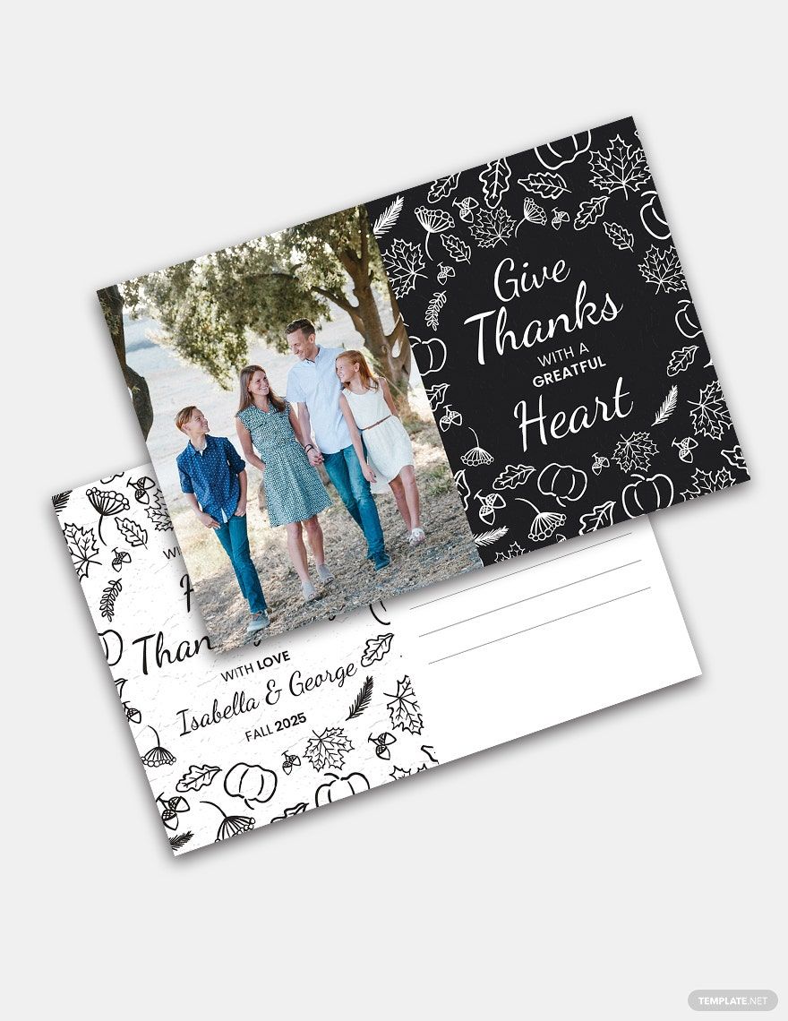Family Thanksgiving Postcard Template