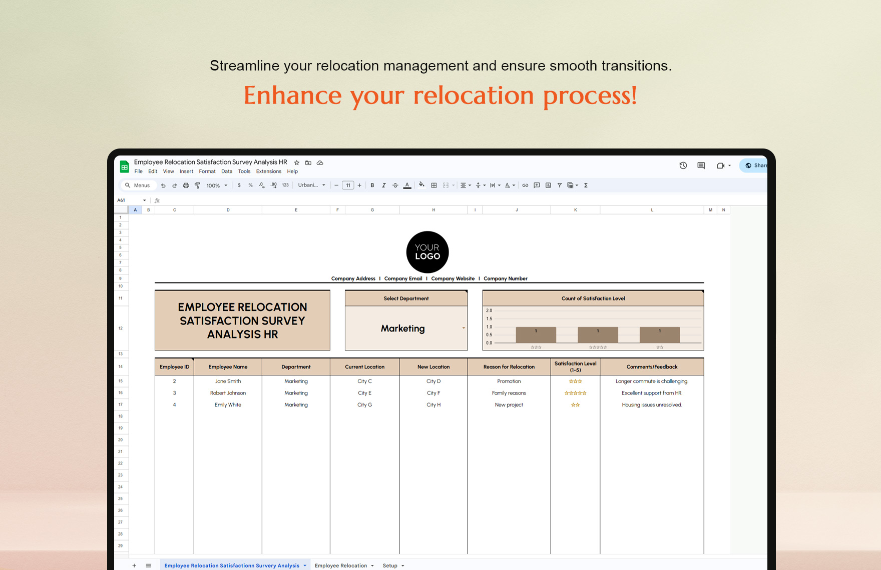Employee Relocation Satisfaction Survey Analysis HR Template