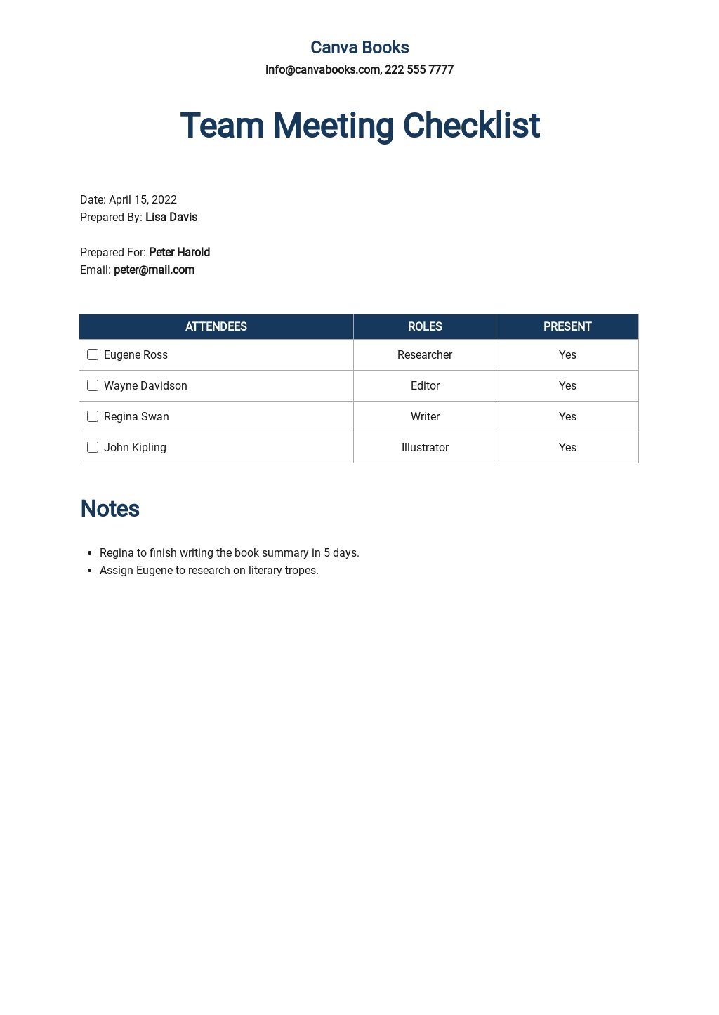 Team Meeting Checklist Template [Free PDF] Google Docs, Word, Apple
