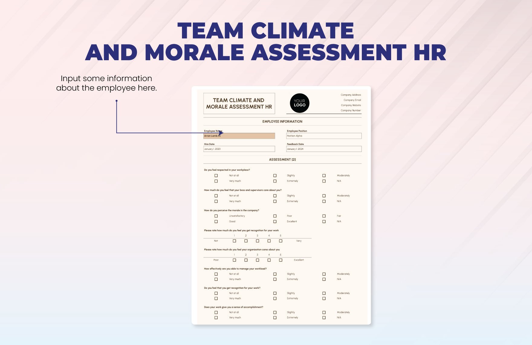 Team Climate and Morale Assessment HR Template