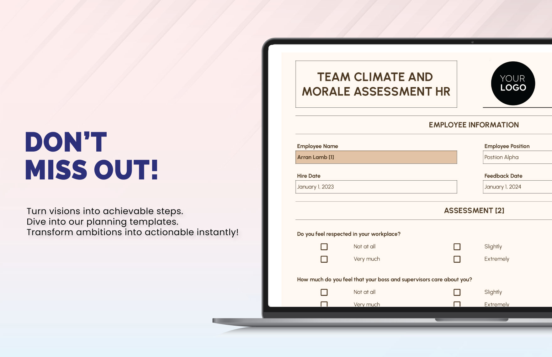 Team Climate and Morale Assessment HR Template