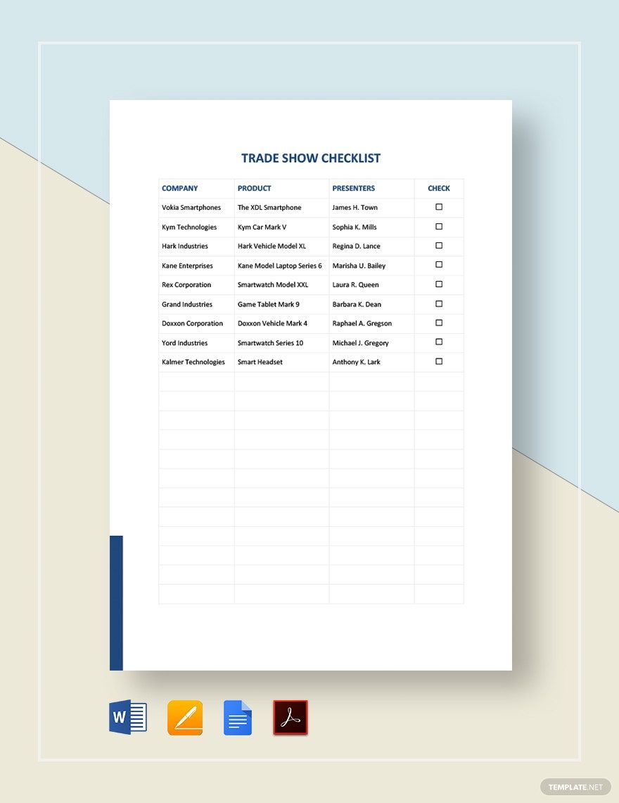 Free Trade Show Checklist Template Download in Word, Google Docs, PDF