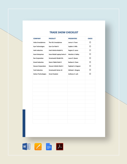 checklist trade template examples planning pdf docs word google ms