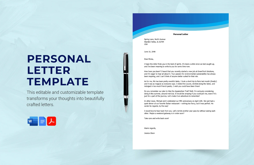 Free Personal Letter Template in Word, Google Docs, PDF
