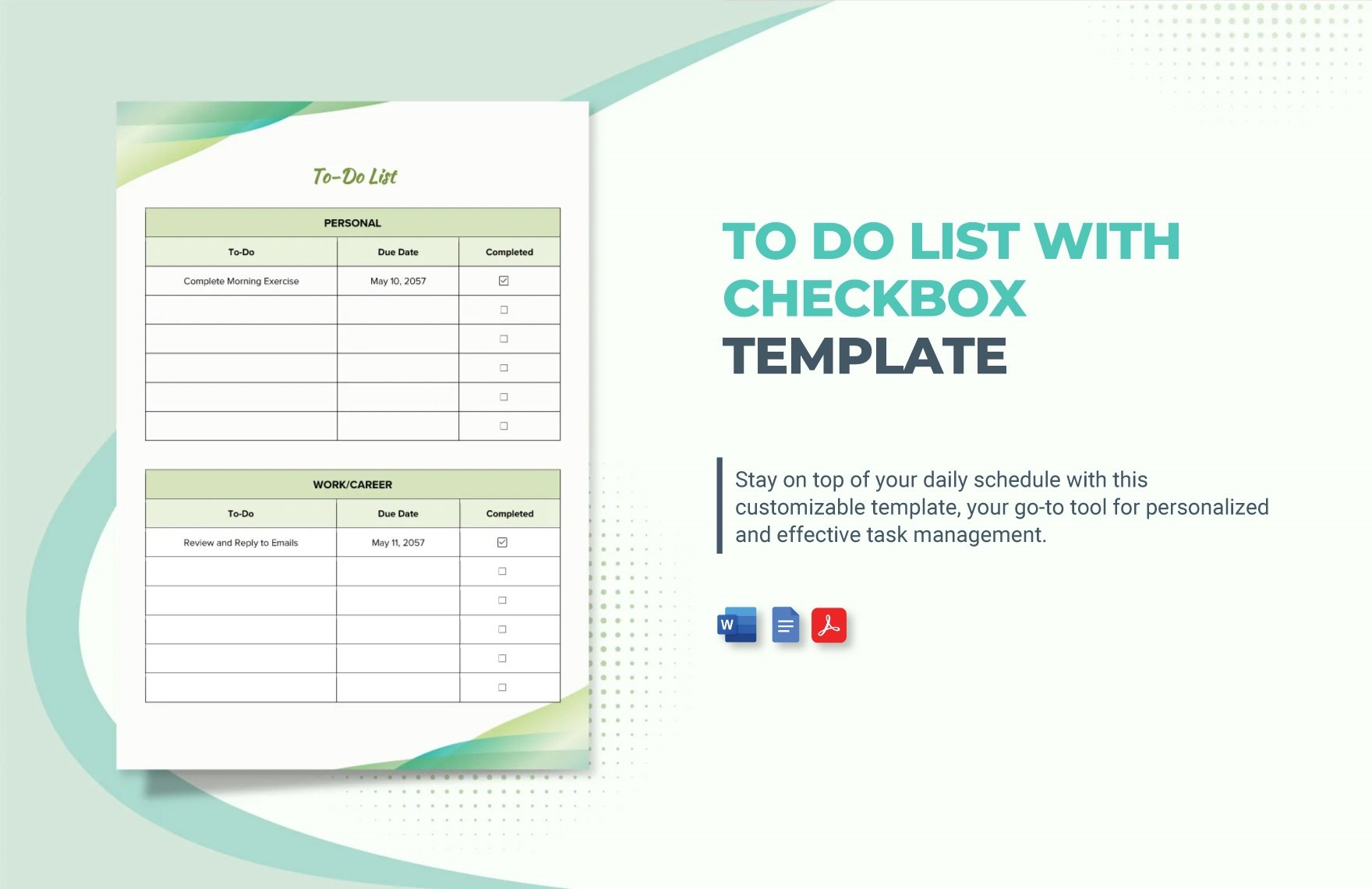 Free To Do List with Checkbox Template