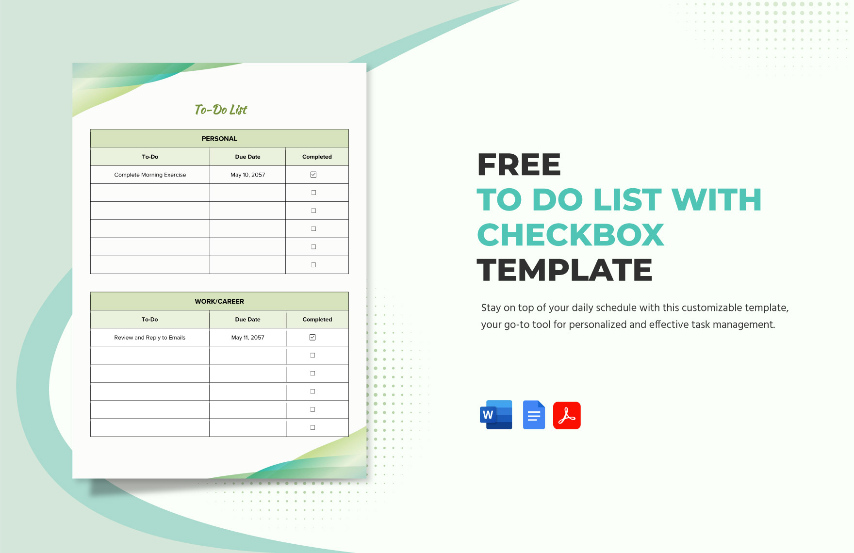 Free To Do List with Checkbox Template in Word, Google Docs, PDF