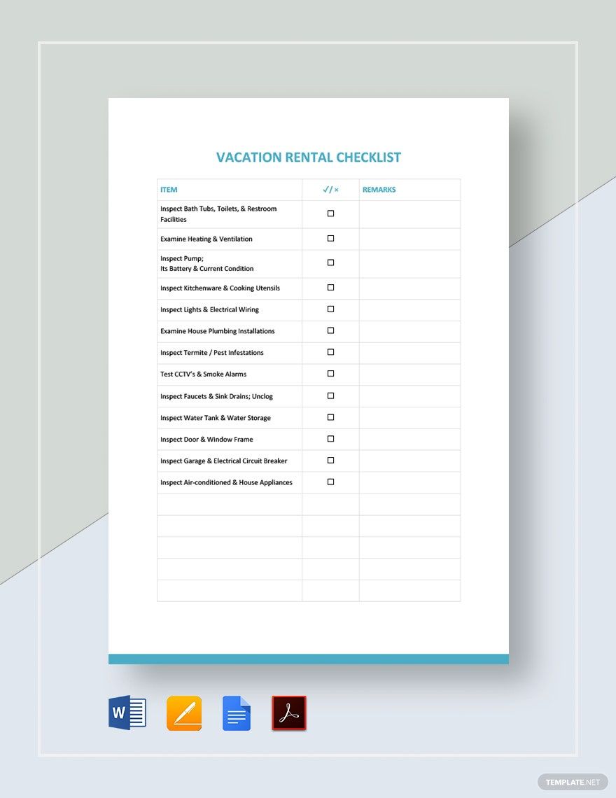 Vacation Rental Checklist Template