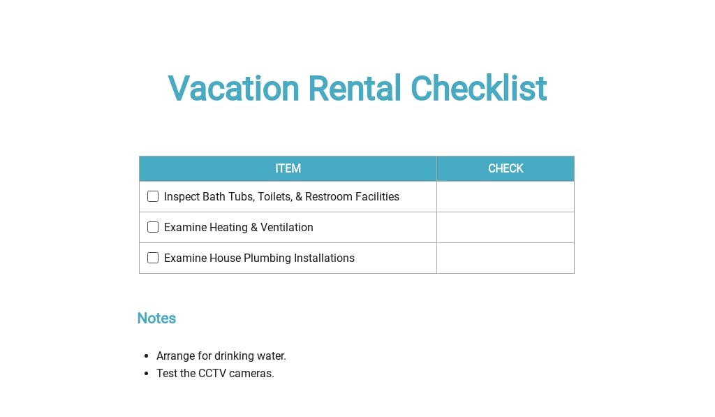 FREE Rental Checklist Template Download in Word Google Docs Excel