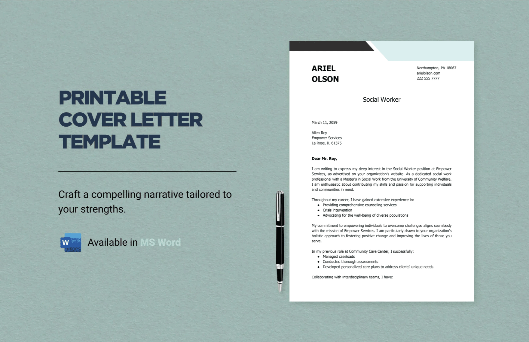 Free Printable Cover Letter Template in Word