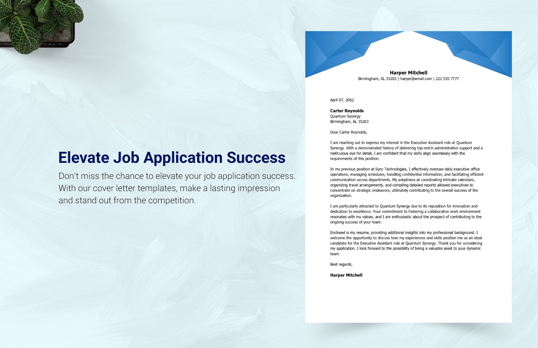 Executive Assistant Cover Letter Template