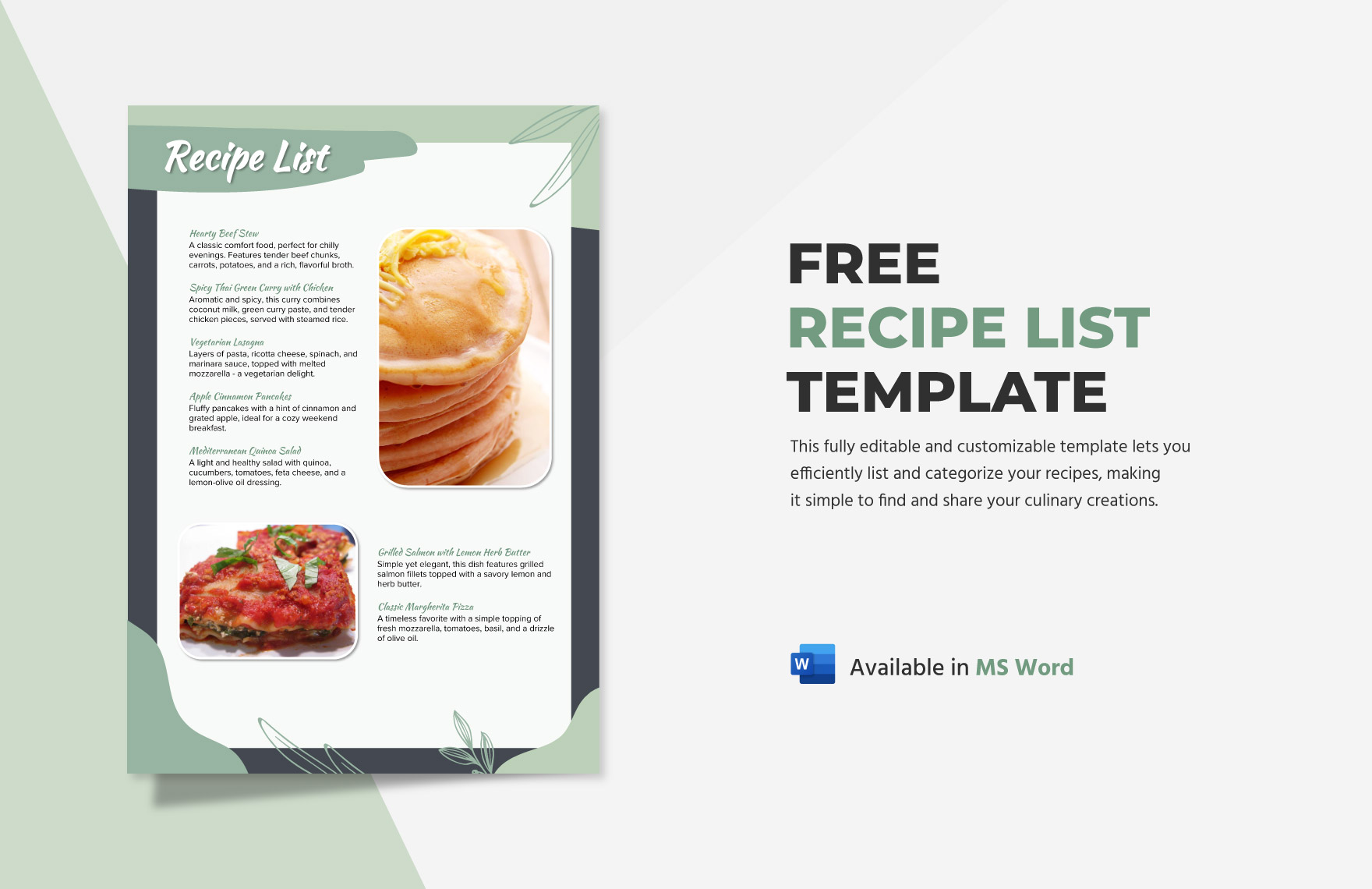 Free Recipe List Template - Download in Word | Template.net