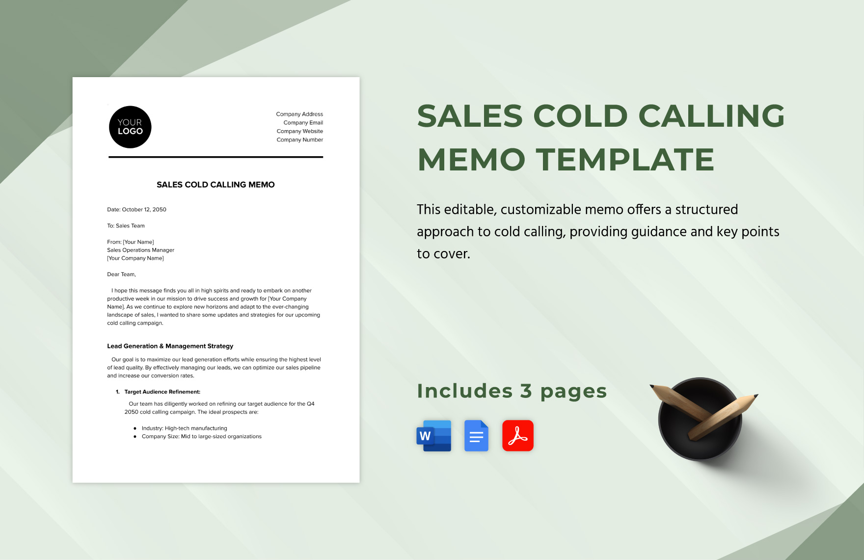 Sales Cold Calling Memo Template
