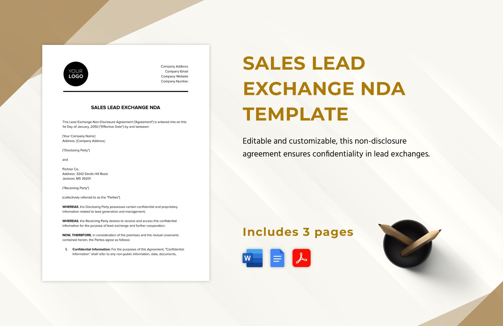 Sales Lead Exchange NDA Template in Word, Google Docs, PDF