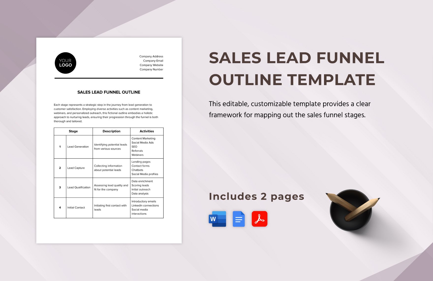 Sales Lead Funnel Outline Template in Word, Google Docs, PDF