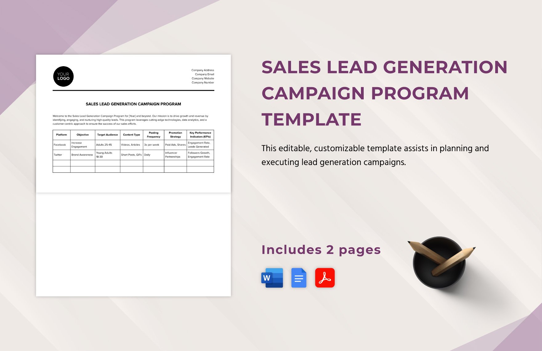 Sales Lead Generation Campaign Program Template