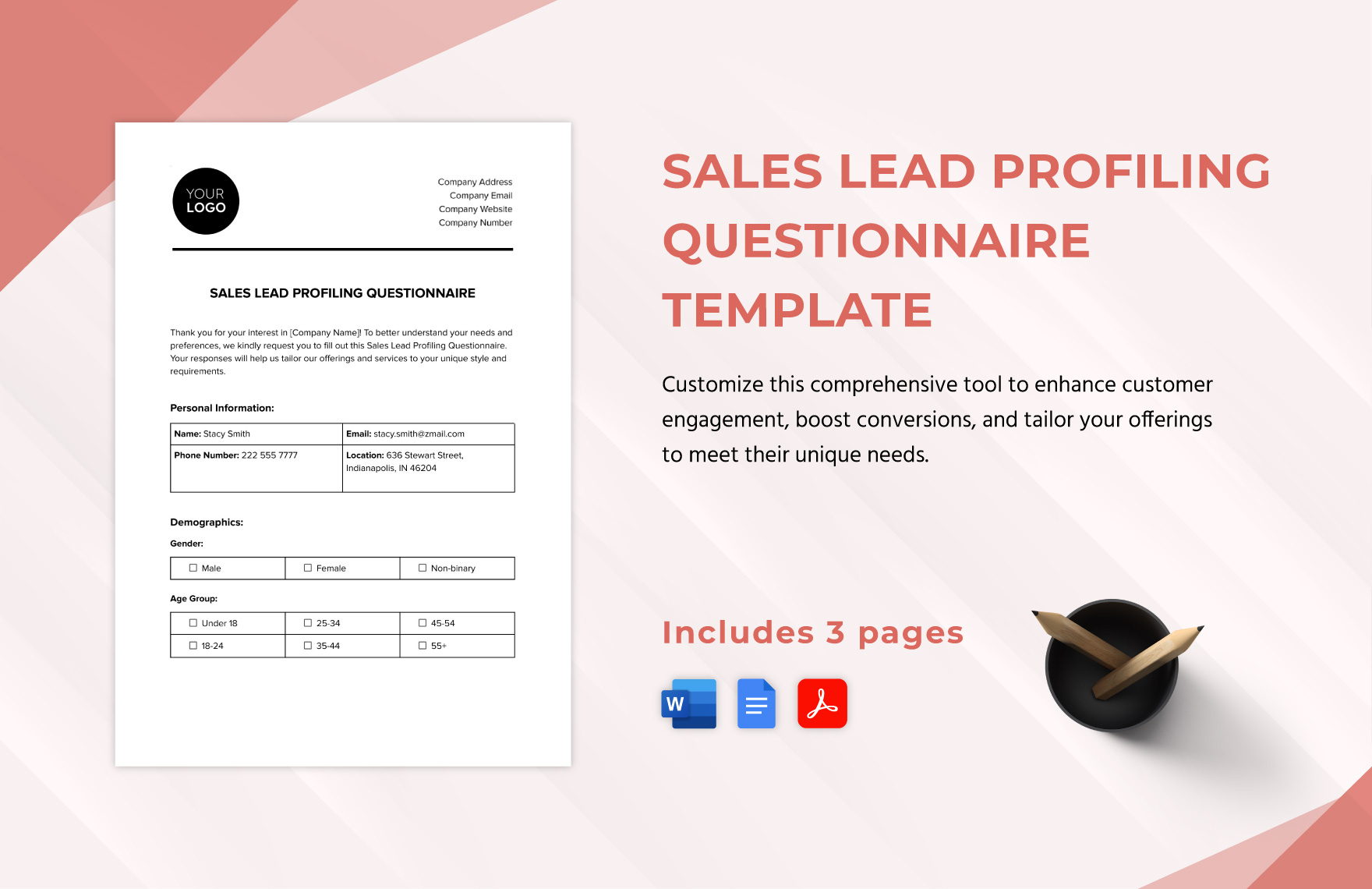Sales Lead Profiling Questionnaire Template in Word, Google Docs, PDF