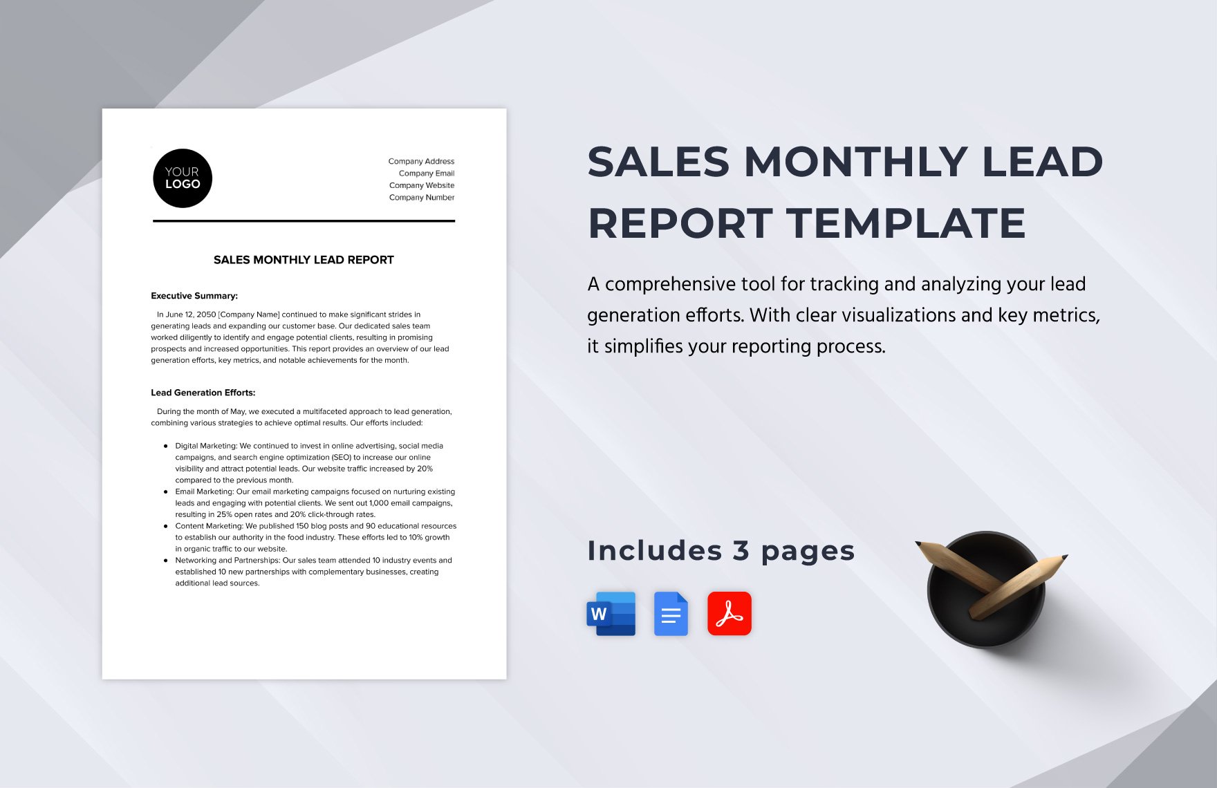 Sales Monthly Lead Report Template