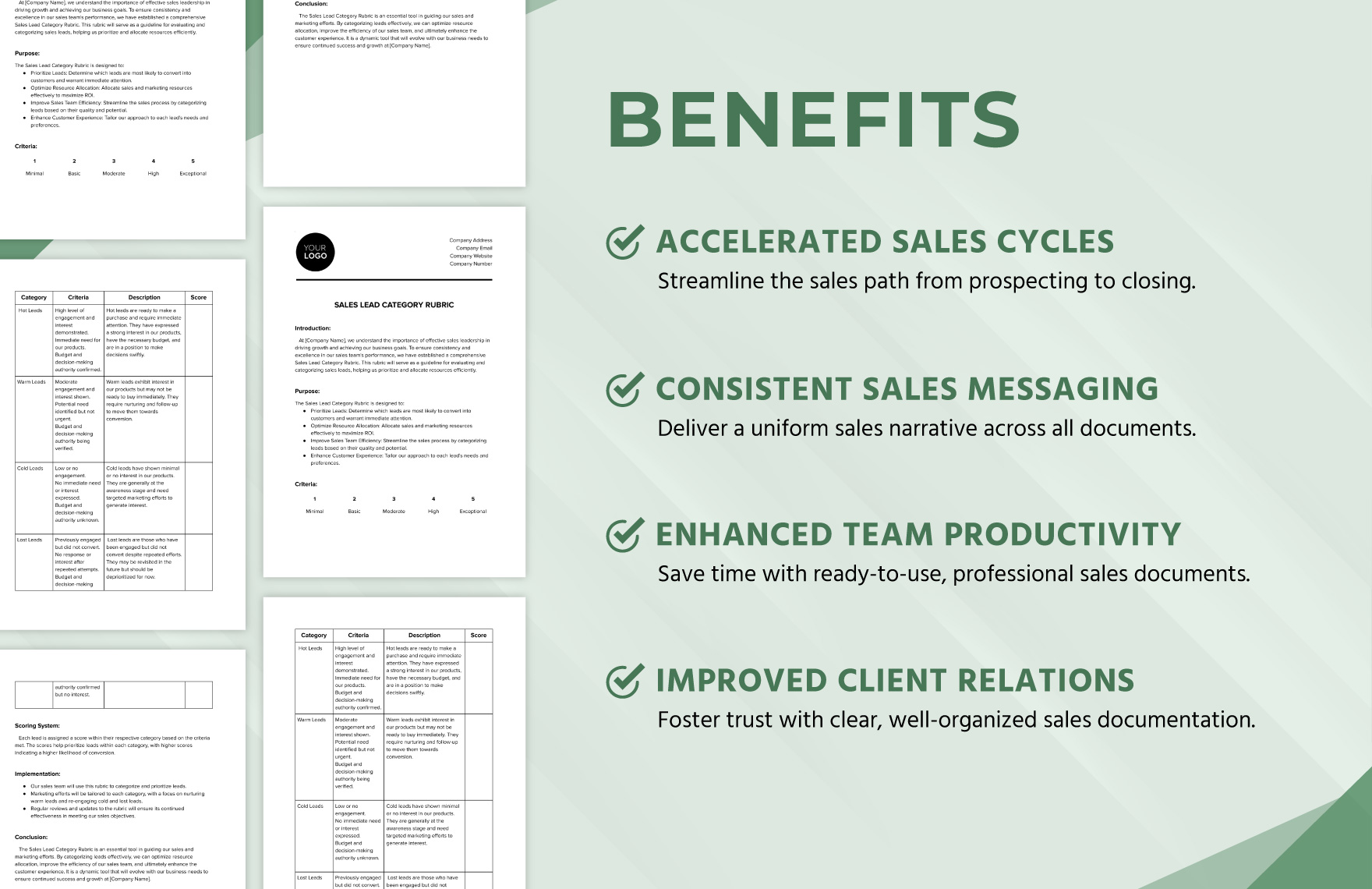 Sales Lead Category Rubric Template