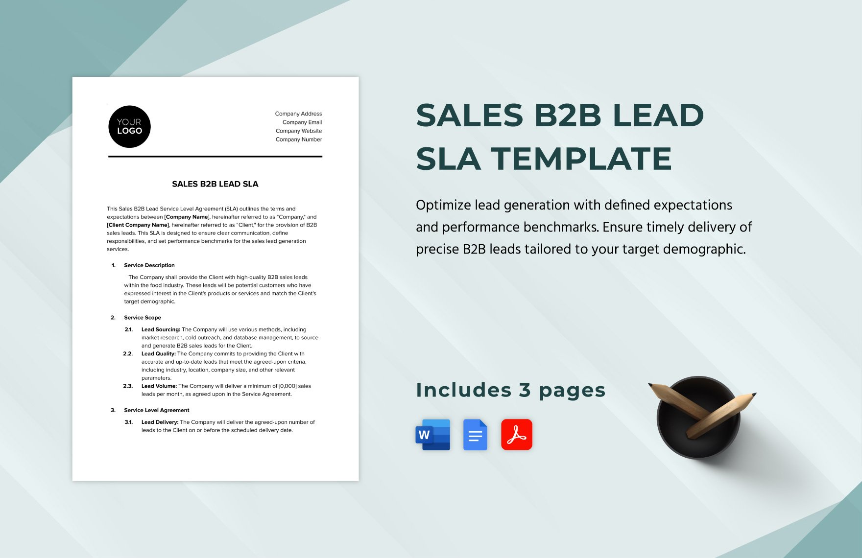 Sales B2B Lead SLA Template in Word, Google Docs, PDF