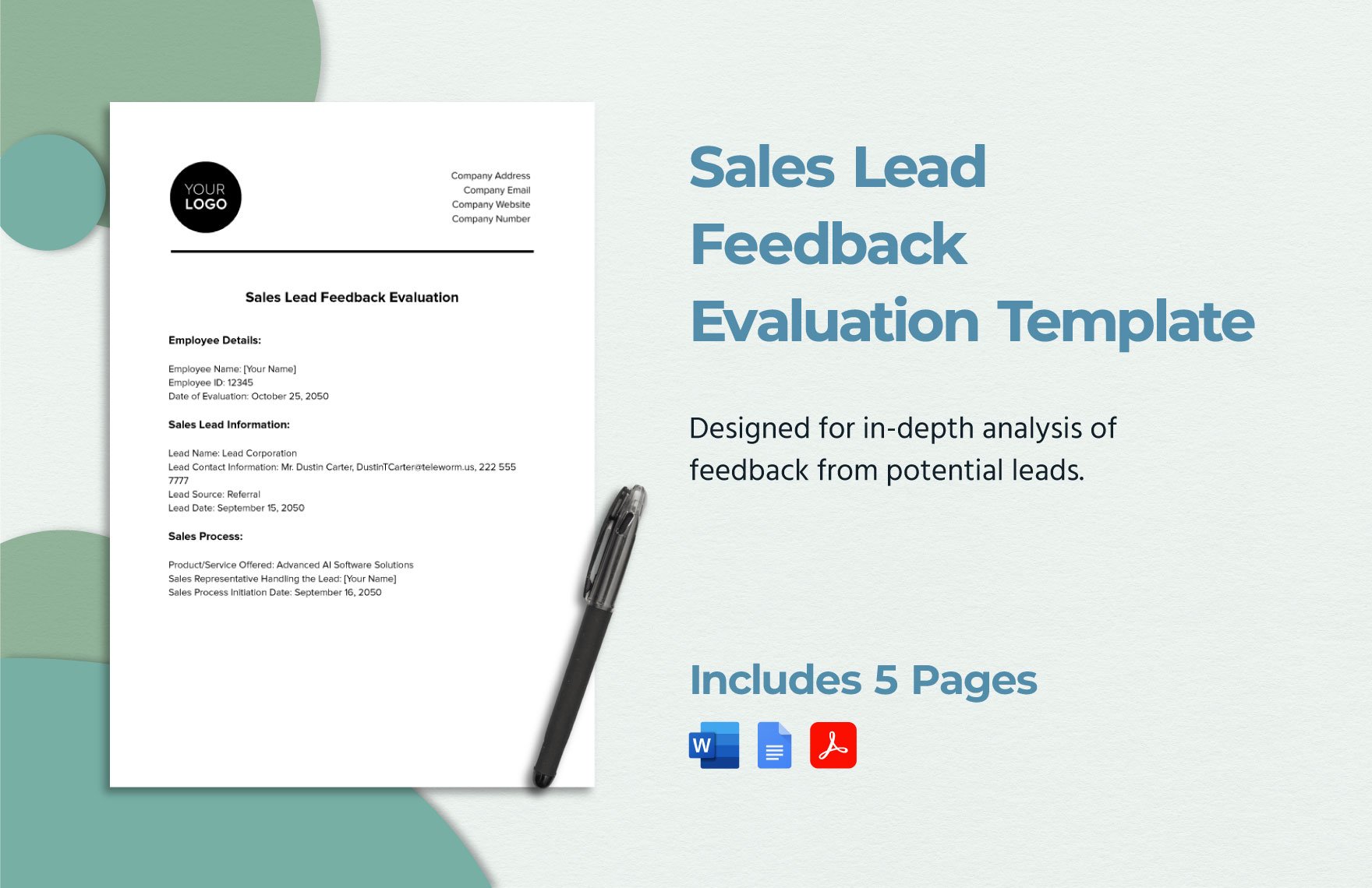 Sales Lead Feedback Evaluation Template in Word, Google Docs, PDF